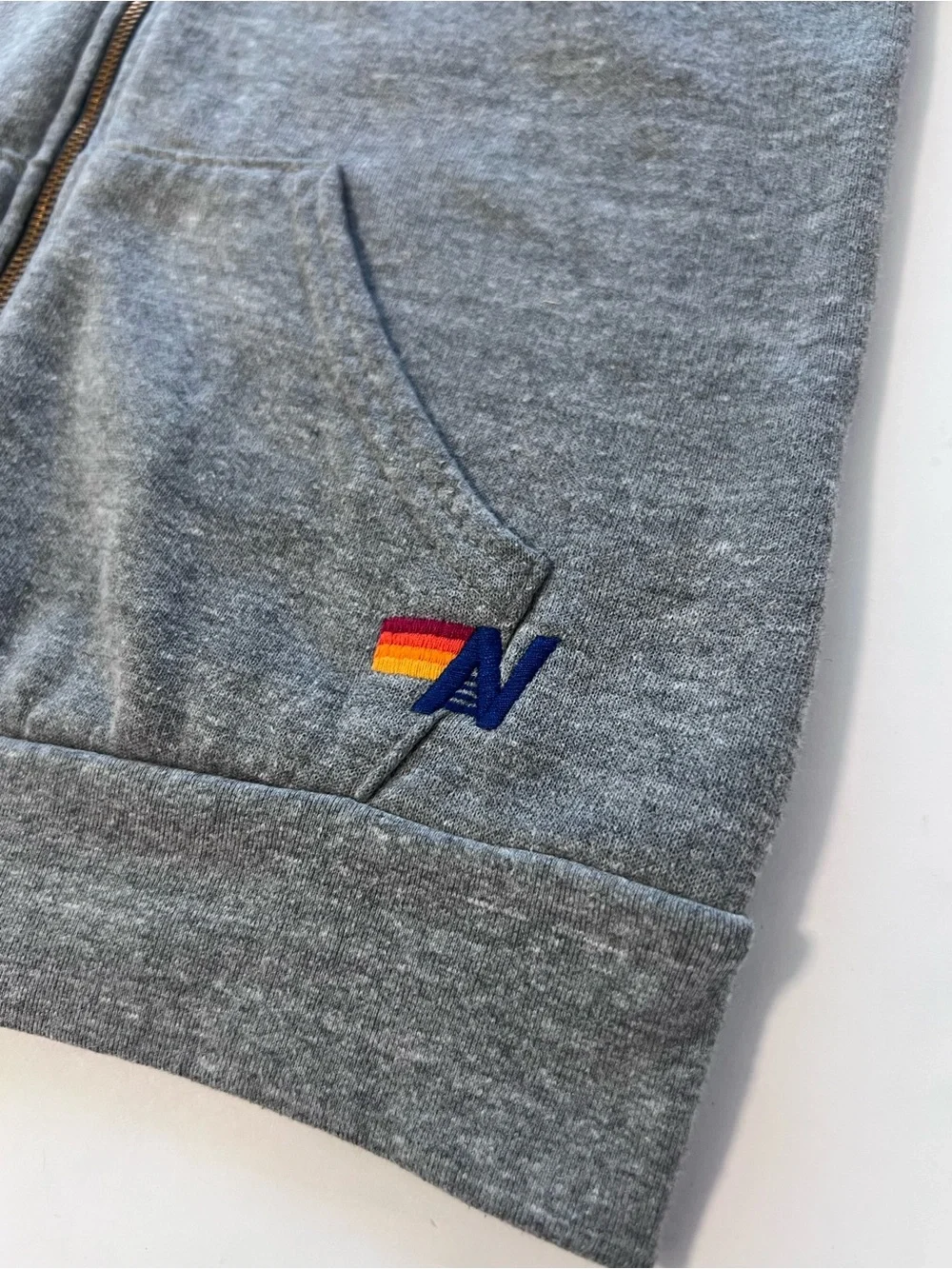 Aviator Nation 5 Stripe Zip Hoodie Neon Gray - Sz S - Picture 8 of 8